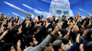 Para pendemo mendemonstrasikan pembunuhan Jenderal Qassem Soleimani di Tehran, Iran, pada 4 Januari 2020 | Ebrahim Noroozi